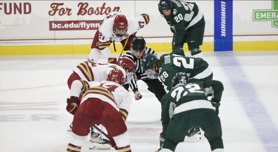 The Eagles outshot Michigan State 60–44 in their win. (Owen Bienen / Heights Staff)