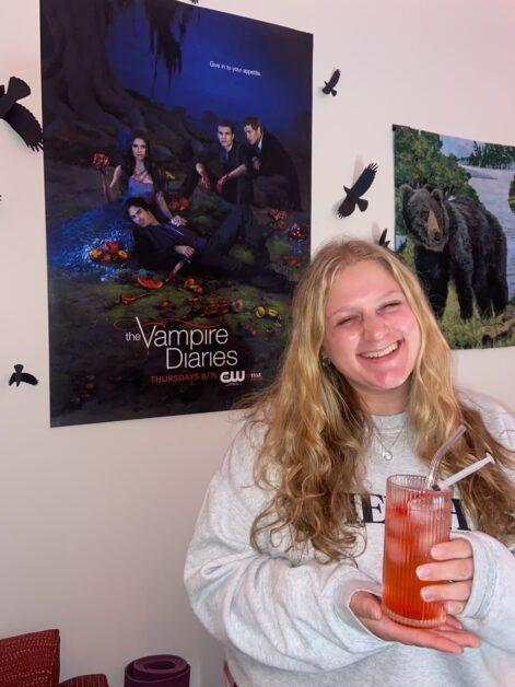 Just like Damon, this cocktail is sweet, strong, and a little spooky. It’s the perfect drink for any Halloween party, pregame, or vampire-themed event. 