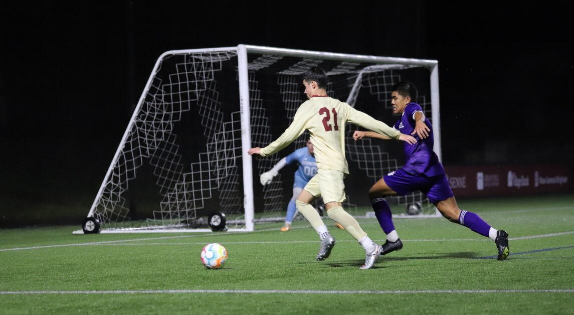 In the 86th minute of the match, Marco Dos Santos, pictured above, knotted the game at two apiece, but officials called off the goal due to an offside violation. (Emily Ahern / Heights Staff)