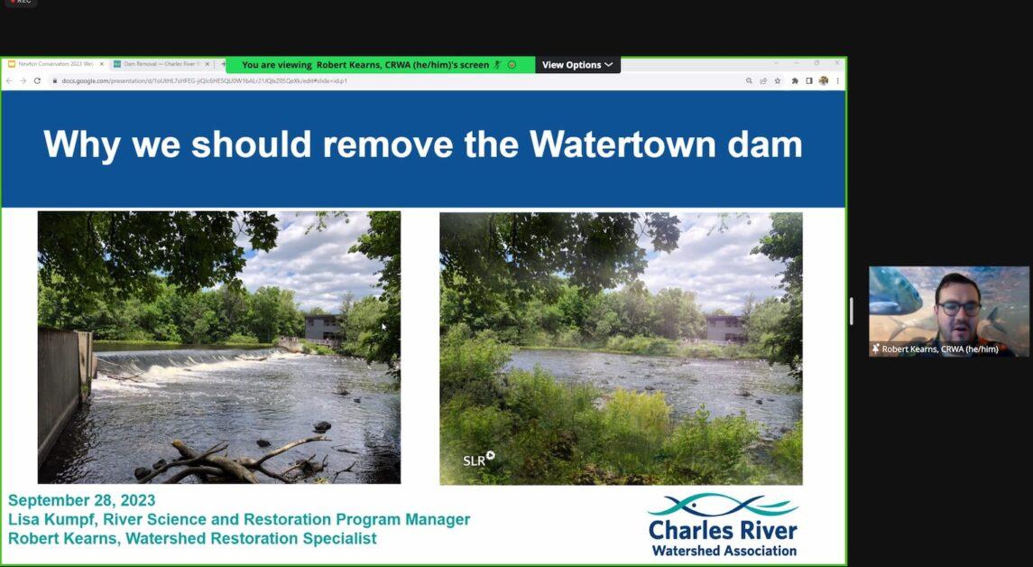 Participants in the webinar included officials from CRWA, who gave insight into ecological issues with the dam. Genevieve Morrison / For The Heights