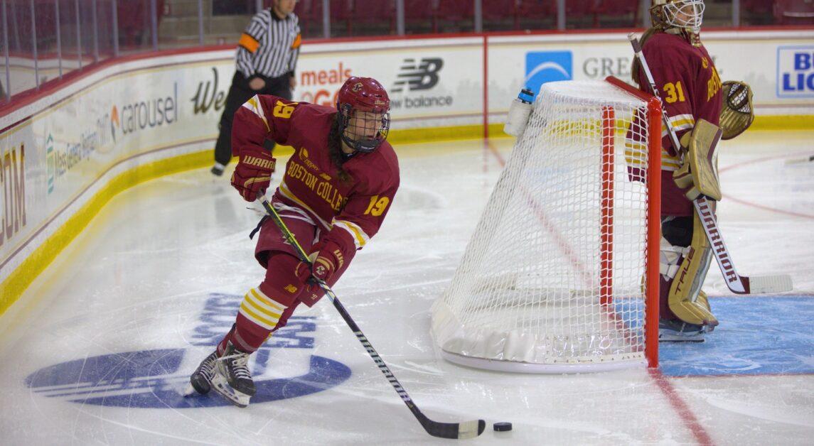 Jade Arnone, pictured, notched her second goal of the season to tie the contest at one apiece late in the first period. (Owen Bienen / Heights Staff)