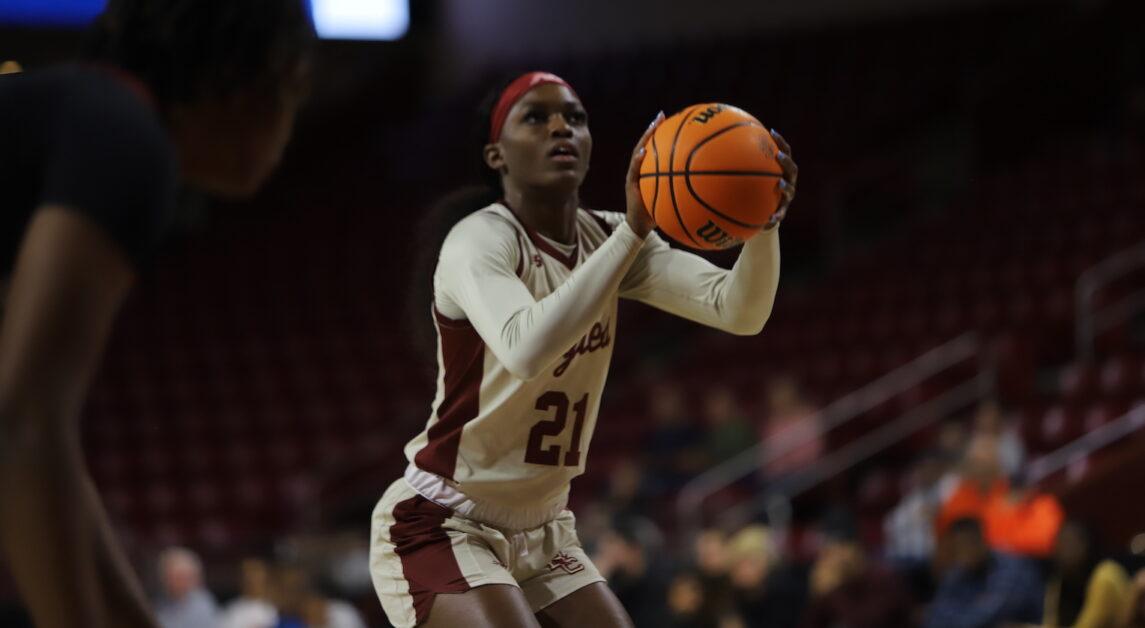 Andrea Daley, pictured above, notched a career-high 24 points and a season-high nine rebounds in Friday's loss.(Emily Ahern / Heights Staff)
