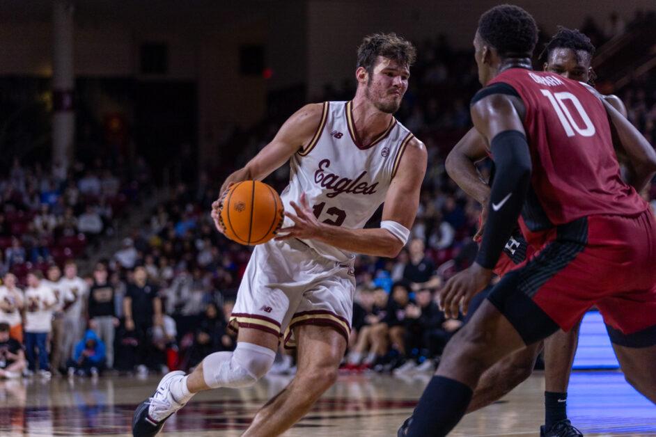 Boston College basketball defeated Harvard 73–64 on Saturday at Conte Forum behind Quinten Post, Jaeden Zackery, and Claudell Harris Jr.'s 57 combined points.