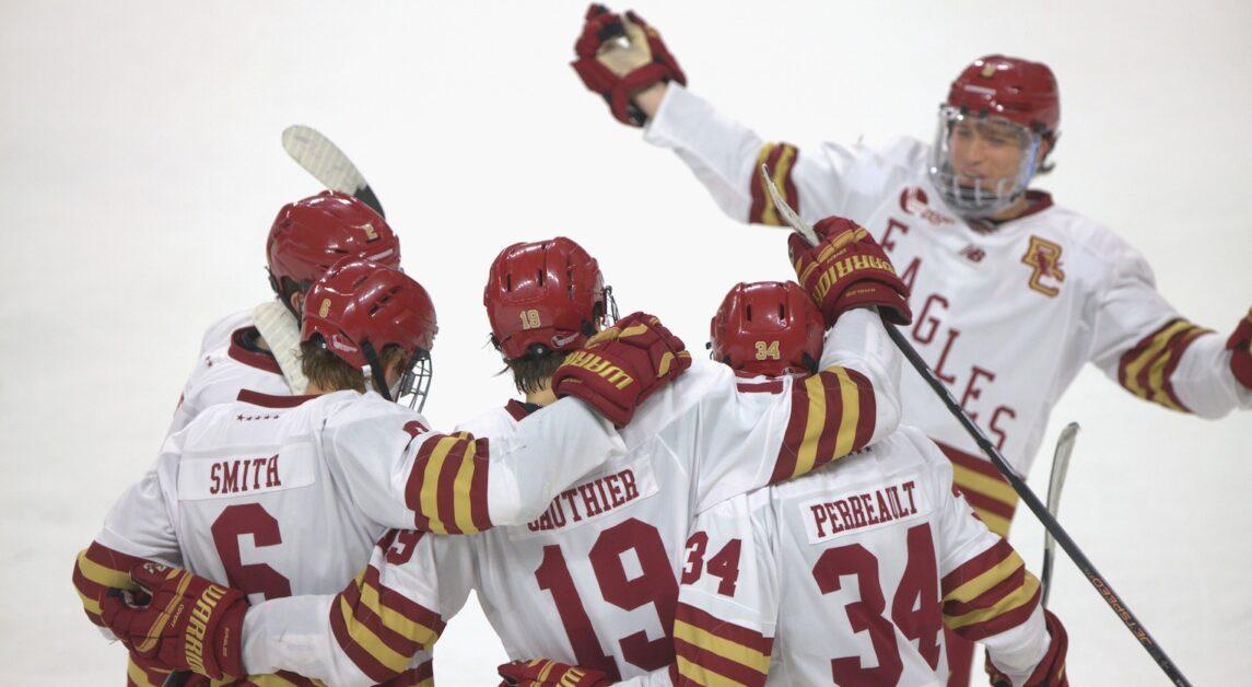 Cutter Gauthier, Will Smith, Gabe Perreault, Ryan Leonard, Drew Fortescue, Aram Minnetian, and Jacob Fowler were all members of the squad. (Owen Bienen / Heights Editor)