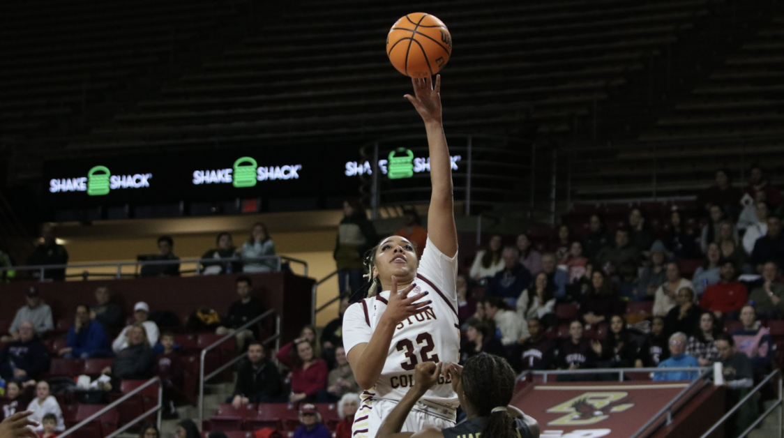 Andrea Daley and T’yanna Todd combined for 38 points in BC’s win. (Sarah Fleming / Heights Staff) 