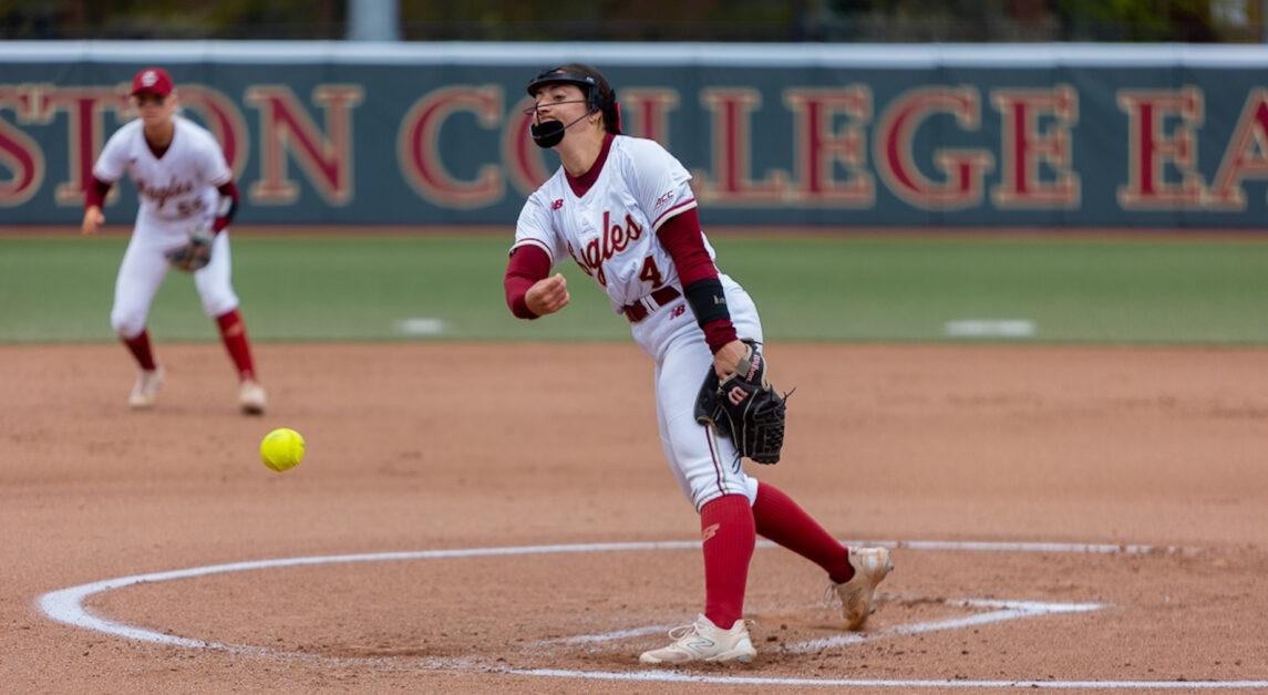 Abby Dunning, pictured, recorded 12 strikeouts in seven innings of pitching.  (Kenneth Chen / Heights Staff)