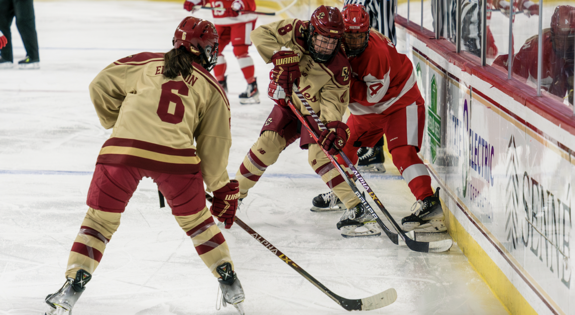 BU recorded 12 more shots on goal than the Eagles. (Shane Shebest / Heights Staff)