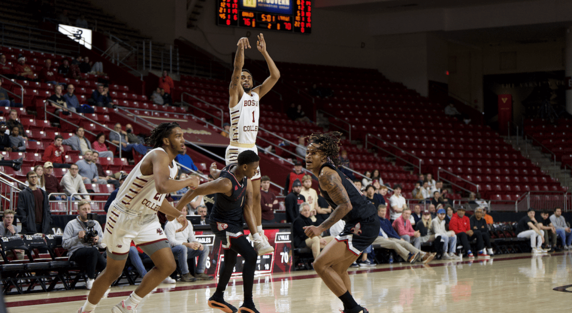 Claudell Harris Jr., pictured, scored a team-high 20 points in BC's win. (Henry Hurd / Heights Staff)