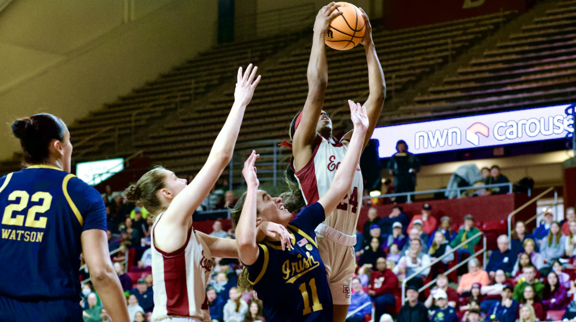 Dontavia Waggoner, pictured, tallied 25 points and 15 rebounds in BC's loss. (Aditya Rao / Heights Staff) 