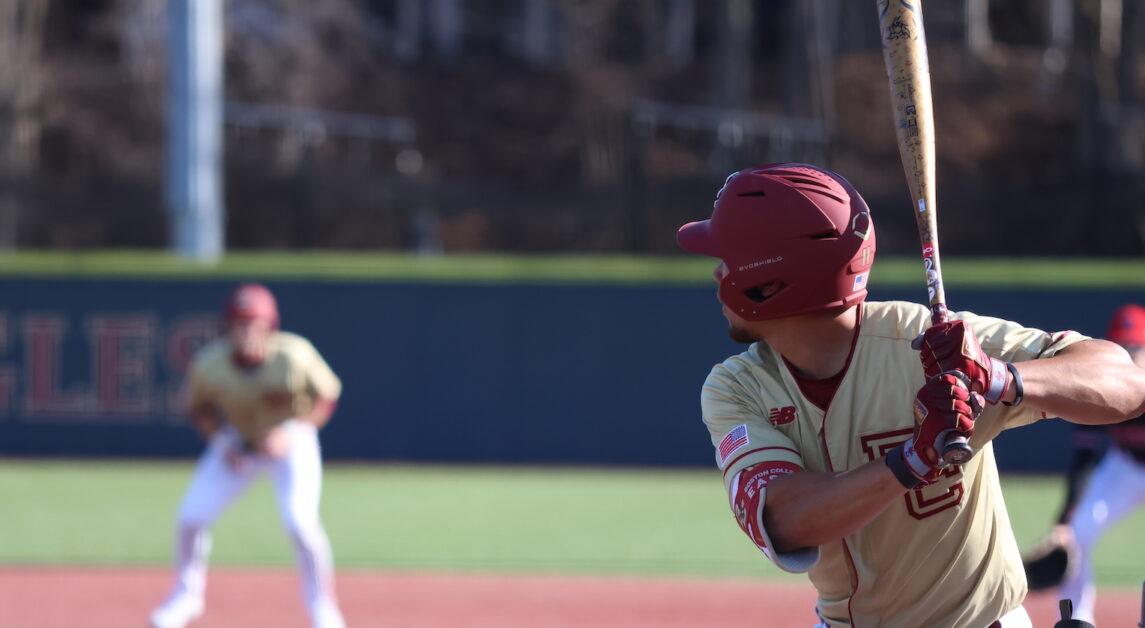 Cameron Leary, pictured, hit his 36th collegiate home run for the Eagles in the affair, the third-most in program history. (Kellen Davis / Heights Staff)