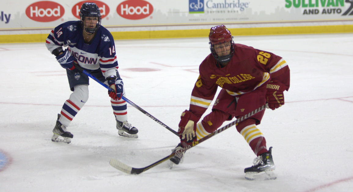 In the matchup, the Eagles did not score their first goal of the game until Gaby Roy tallied an early third period goal. (Owen Bienen / Heights Editor)