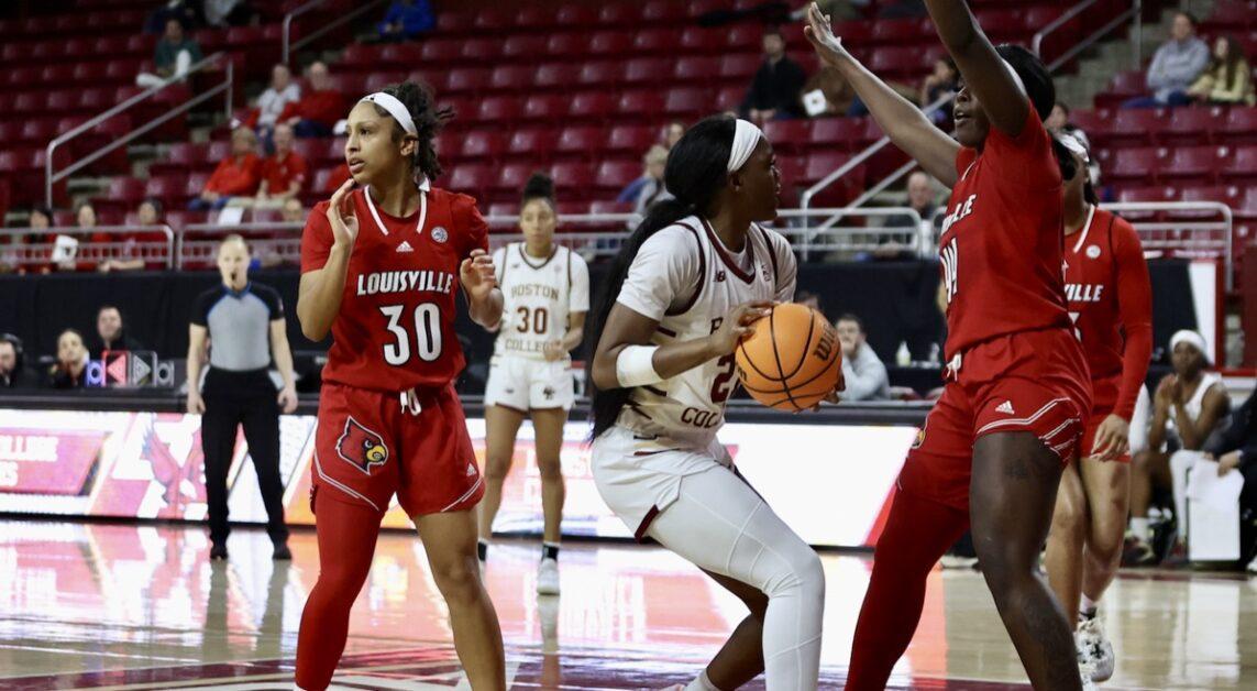 In BC's matchup against Louisville, the Eagles forced eight Cardinal turnovers in the second quarter. (Ellie El Fishawy / Heights Staff)