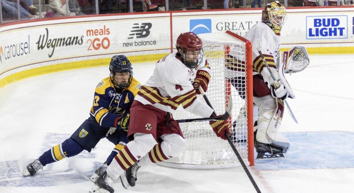 In the Eagles' matchup against the Warriors, BC had four unanswered goals in the third period. (Kellen Davis / Heights Staff)