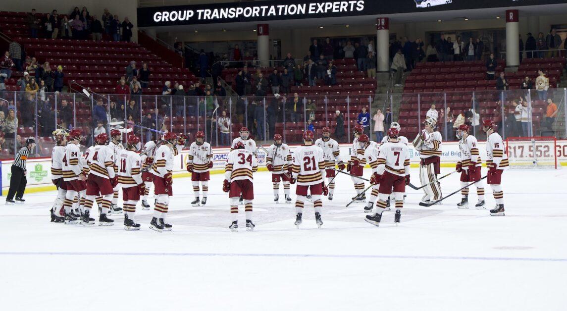 Cutter Gauthier and Ryan Leonard each scored two goals in BC's win. (Henry Hurd / Heights Staff)