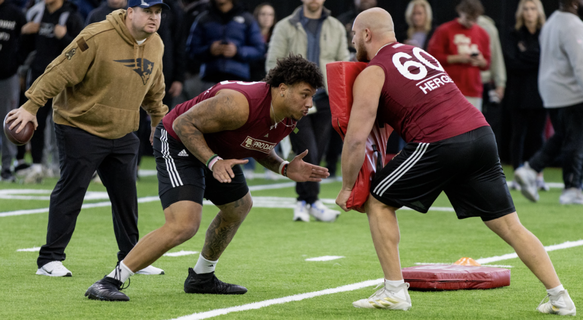 Christian Mahogany and Kyle Hergel, pictured, participated in Pro Day. (Kellen Davis / Heights Staff) 