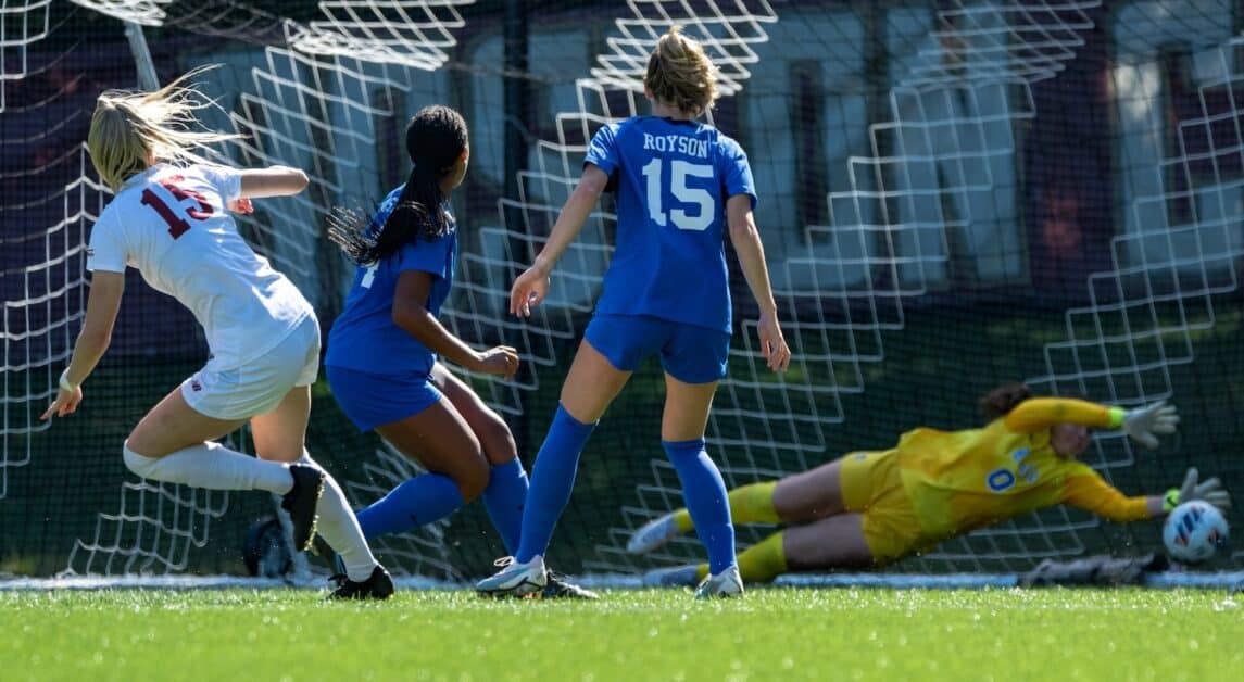 In BC's matchup against Merrimack, the Eagles defeated the Warriors 5–1 following two back-to-back Sydney Segalla goals. (Paul Criado / Heights Staff)