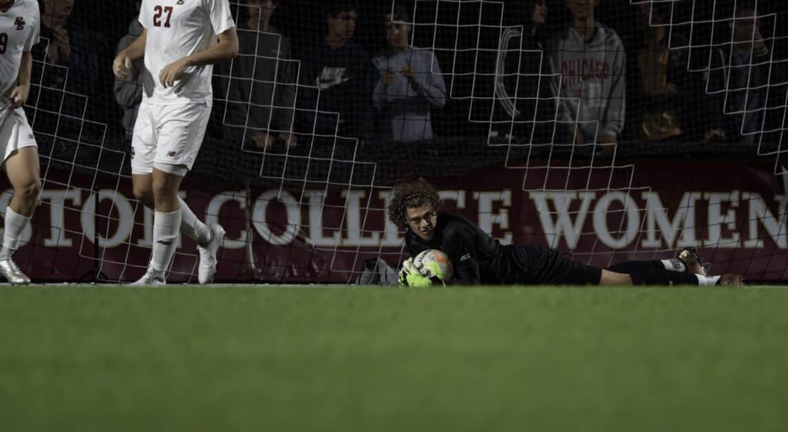 Brennan Klein gave up two second half goals to end in a tie. (Paul Criado / Heights Staff)