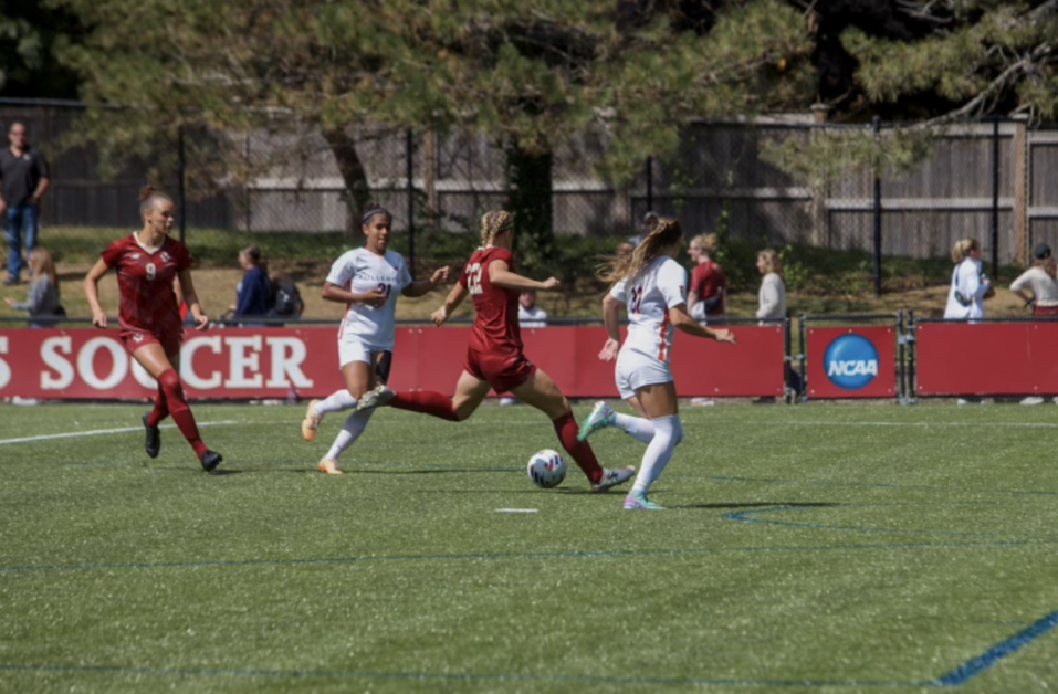 The only goal that was scored in the matchup between Cal State Fullerton and Boston College women's soccer was an own-goal by the Titans. (Trishna Condoor / Heights Staff) 