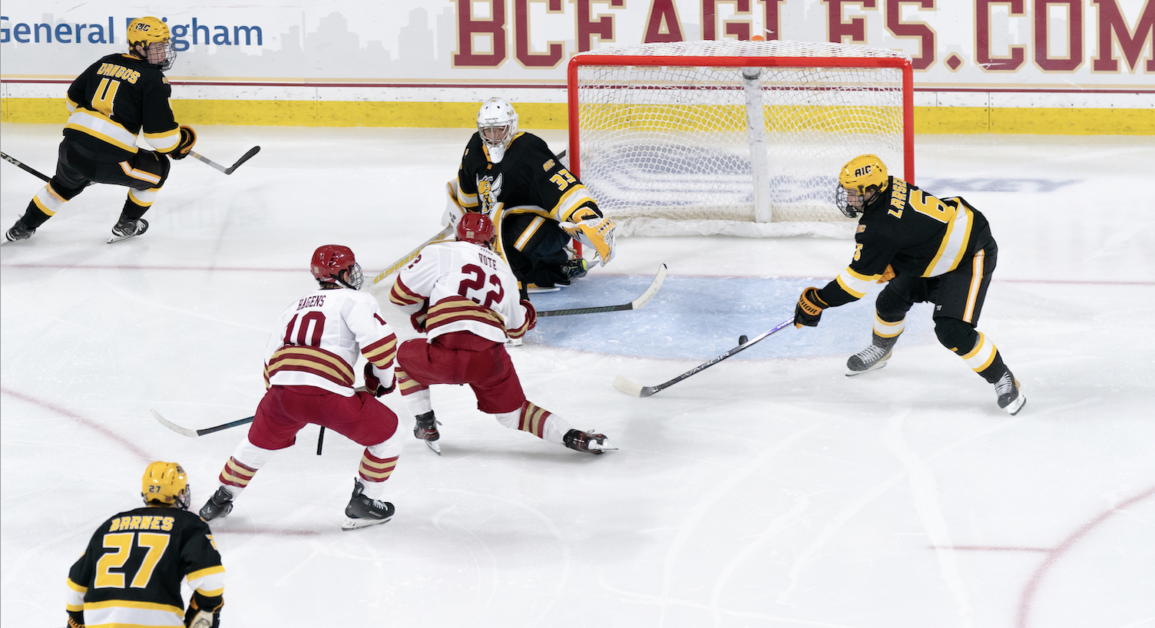 Will Vote, pictured, scored his third goal in three games in the shutout win. (Chris Ticas / Heights Editor) 