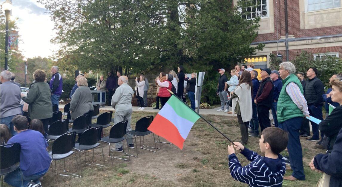 Some speakers at the event protested the city's recognition of Indigenous People's Day instead of Columbus Day (Emma Stadolnik / For The Heights).