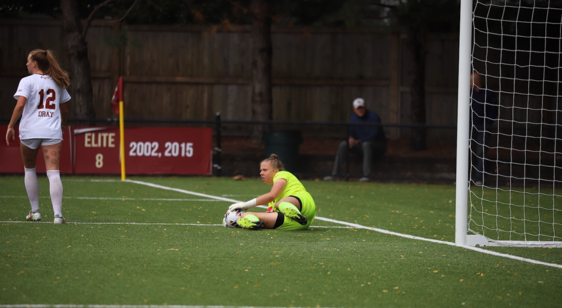 Wiebke Willebrandt, pictured, tallied five saves in the loss. (Trishna Condoor / Heights Staff) 