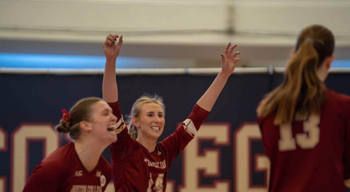 In the matchup, Audrey Ross tallied 21 kills for BC. (Emily Ahearn / Heights Editor)