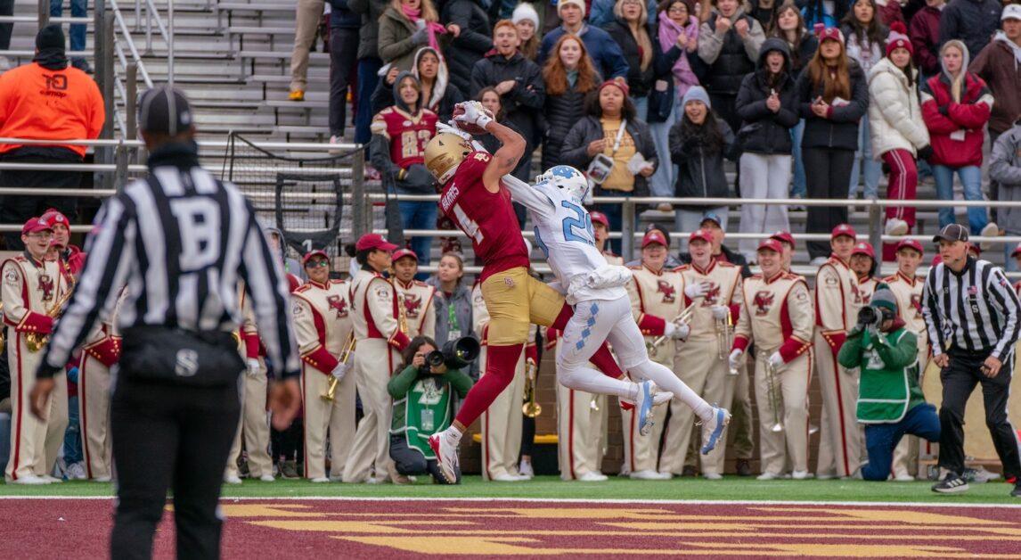 Reed Harris (pictured) caught three balls for 76 yards and a touchdown in BC's win. (Chris Ticas / Heights Editor)