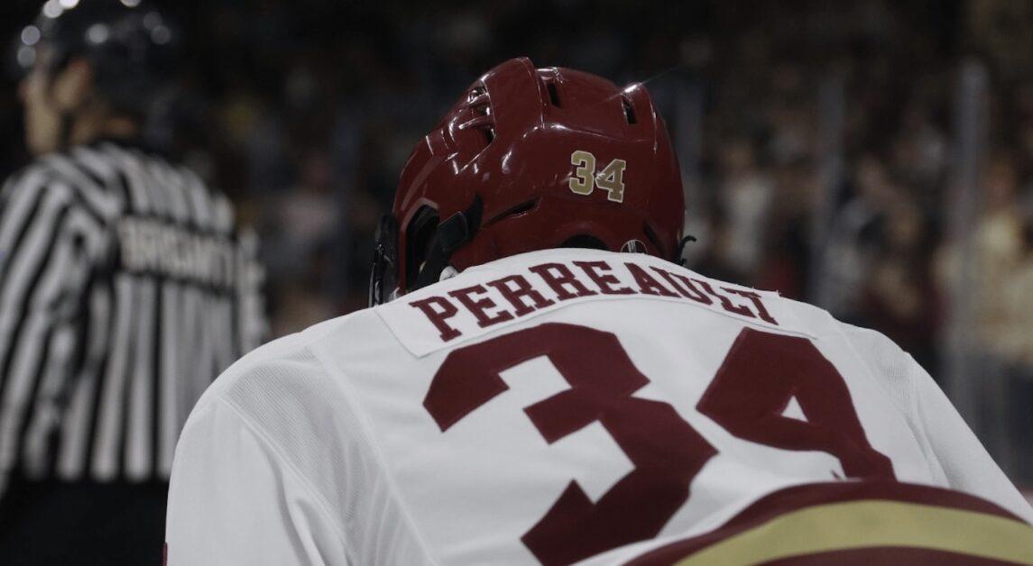 Gabe Perreault, pictured, netted the game-winning goal in the third period. (Sarah Fleming / Heights Editor) 