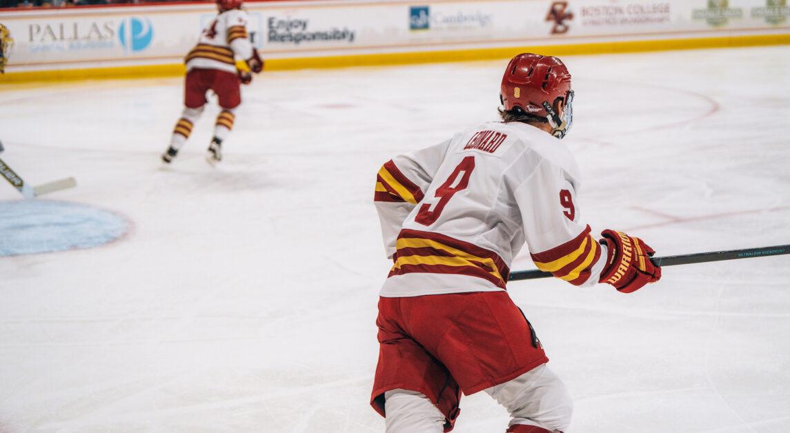 In the matchup, Ryan Leonard pieced a third-period goal and assist. (Henry Hurd / Heights Staff)