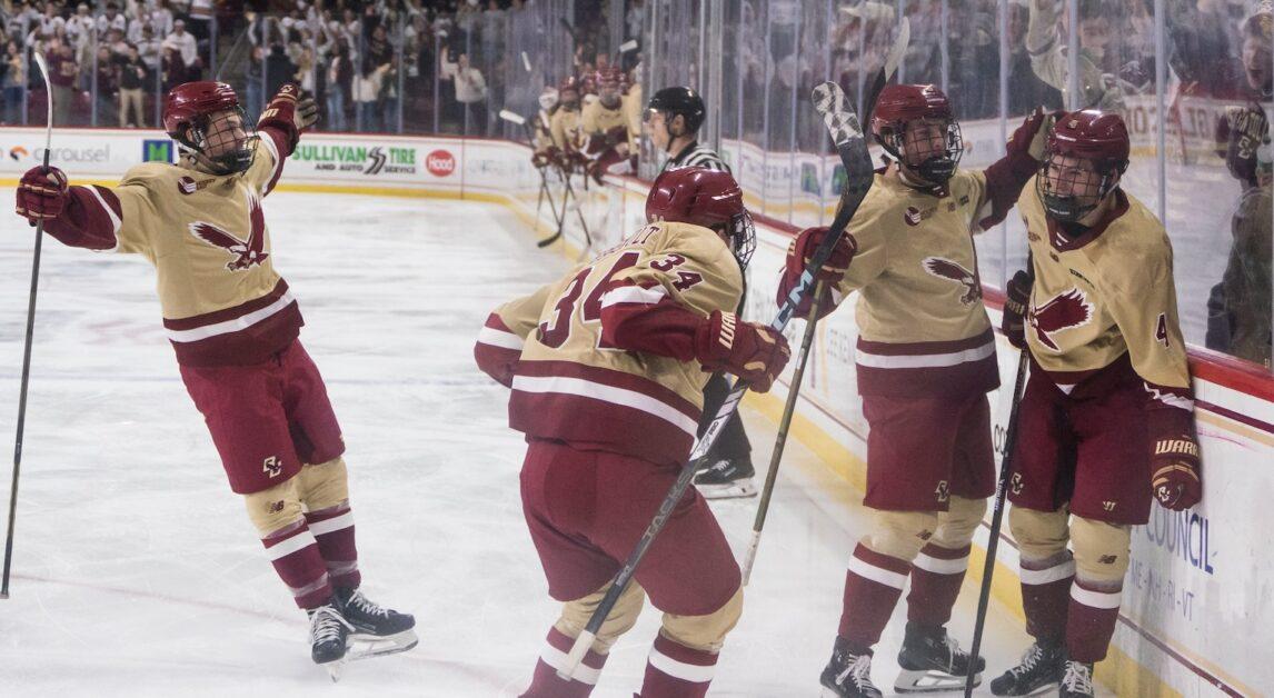 The Eagles scored the first goal of the game 24 seconds into the matchup. (Chris Ticas / Heights Senior Staff)