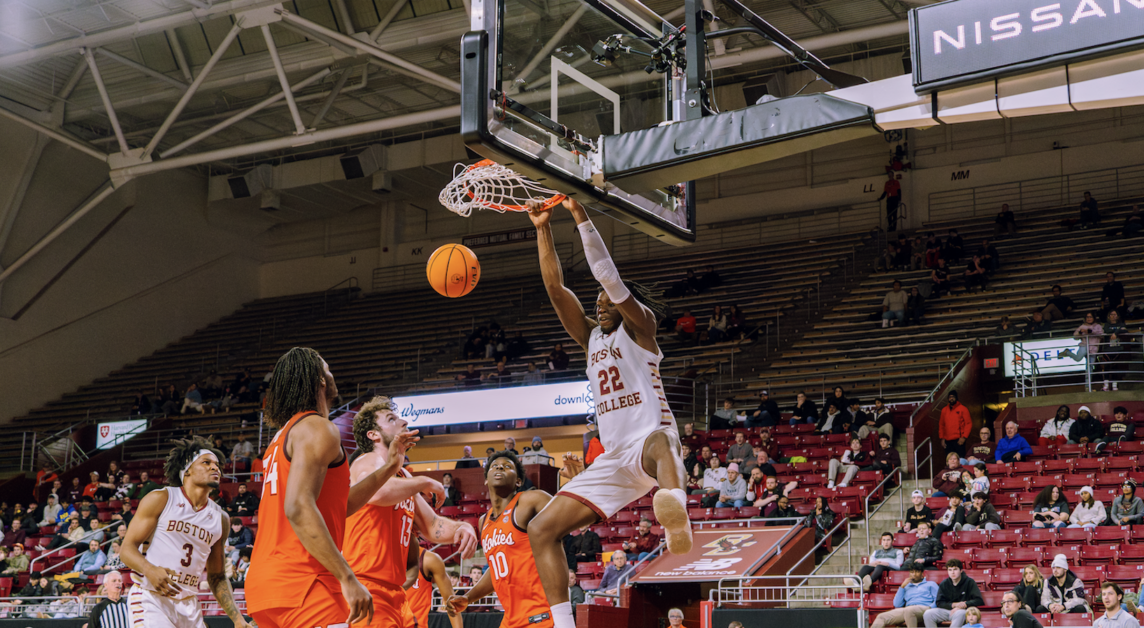 The Hokies' 11 points in the first half marks the fewest points scored by a BC opponent in a half during the shot clock era, which dates back to 1985. (Owen Bienen / Heights Editor)