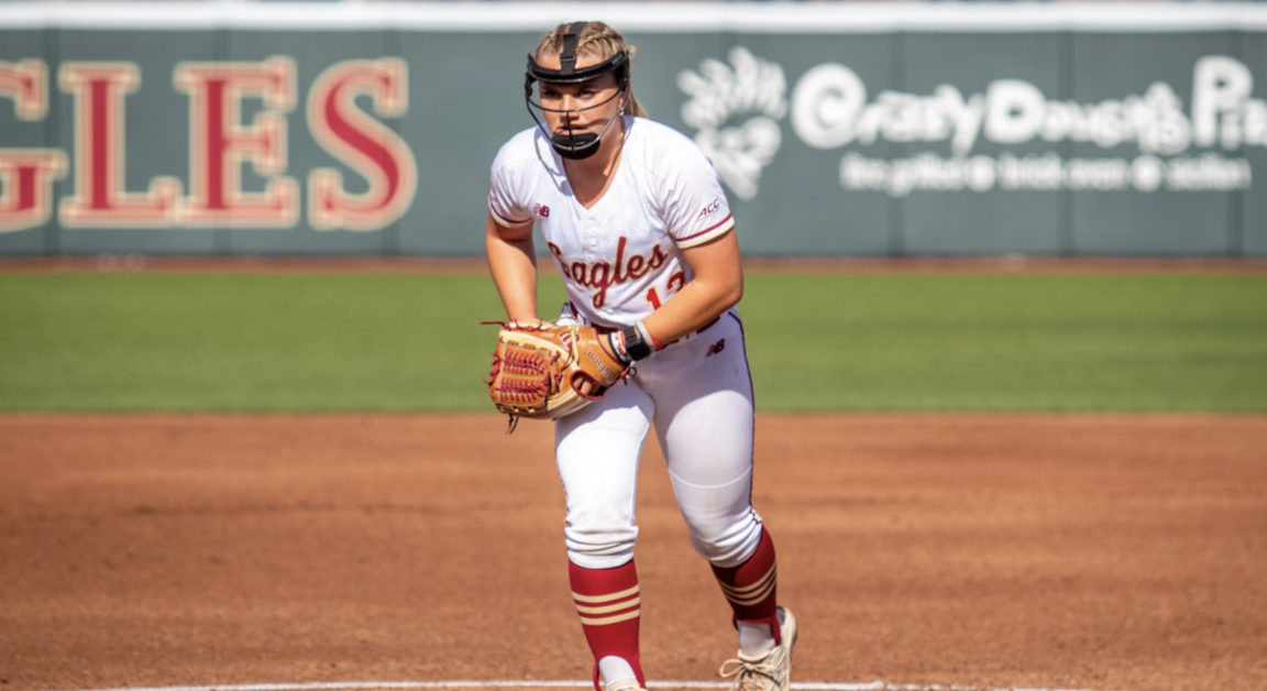 UConn pitcher Sydnee Koosh stayed on the mound for all seven innings, giving up two walks and five hits while striking out seven batters. (Yamari Santillan / Heights Staff)